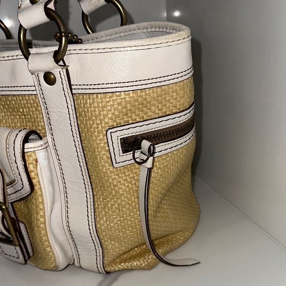 Coach Legacy straw and leather White and Tan Tote Bag - Picture 4 of 10
